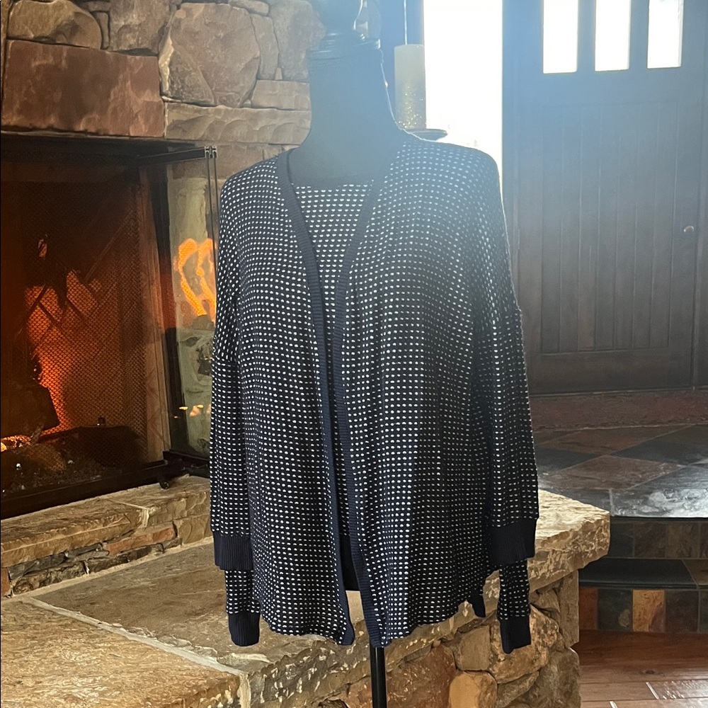 Navy and White Cardi sweater Set by Velvet